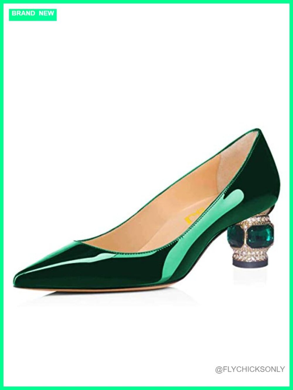 Pointed Toe Chunky Block Low Heel Crystal Pumps Slip On Wedding Comfort Shoes